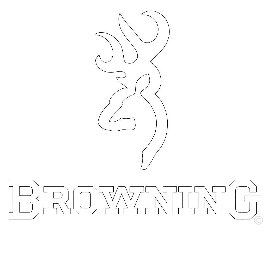White Browning logo with stylized deer head and bold uppercase brand name on black background