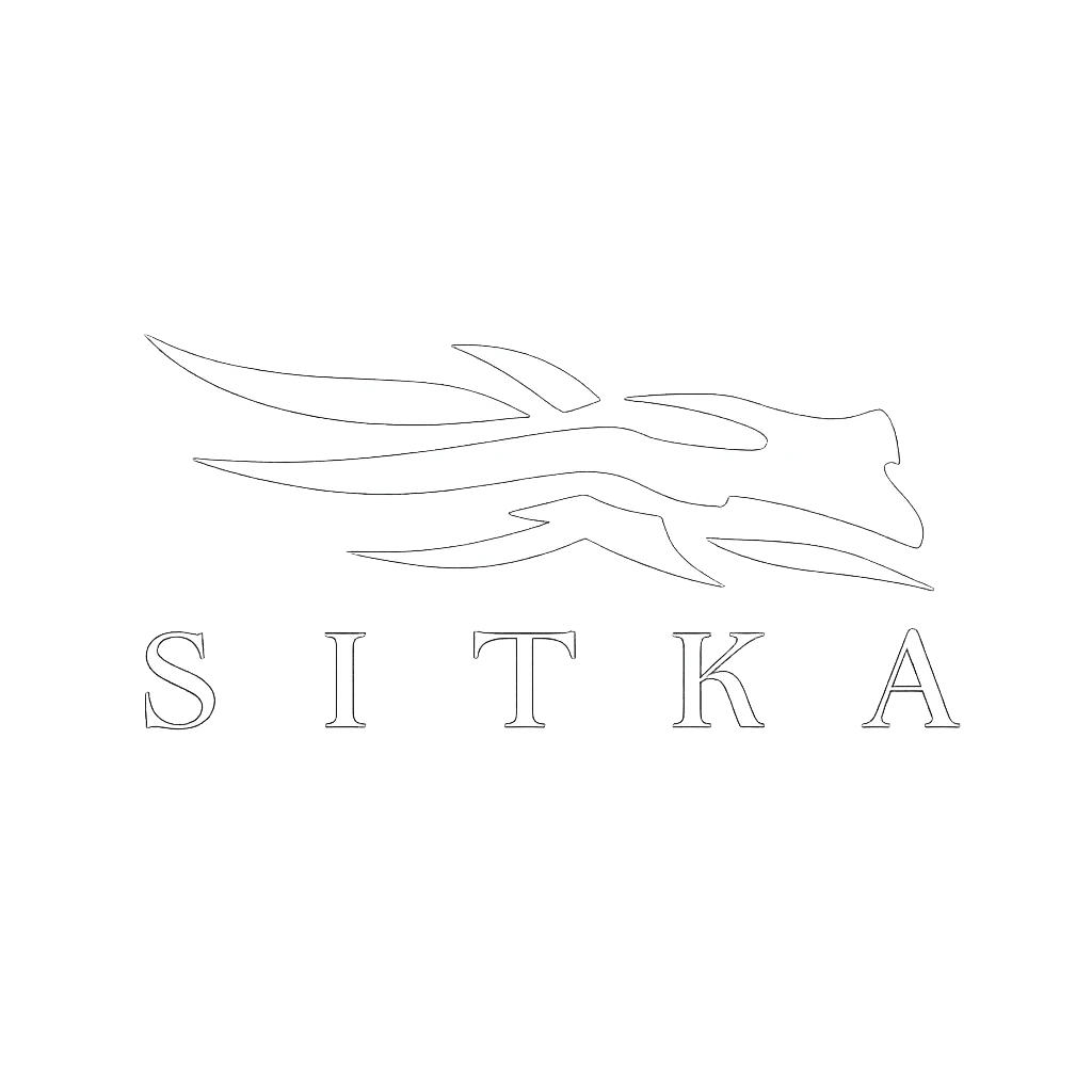 Sitka logo in white on transparent background, representing premium hunting gear brand